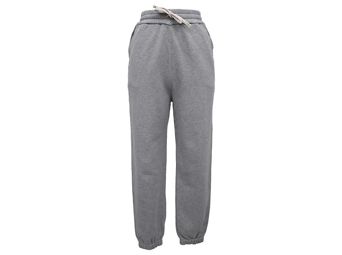 Pantalones de chándal de algodón gris con logo bordado Miu Miu