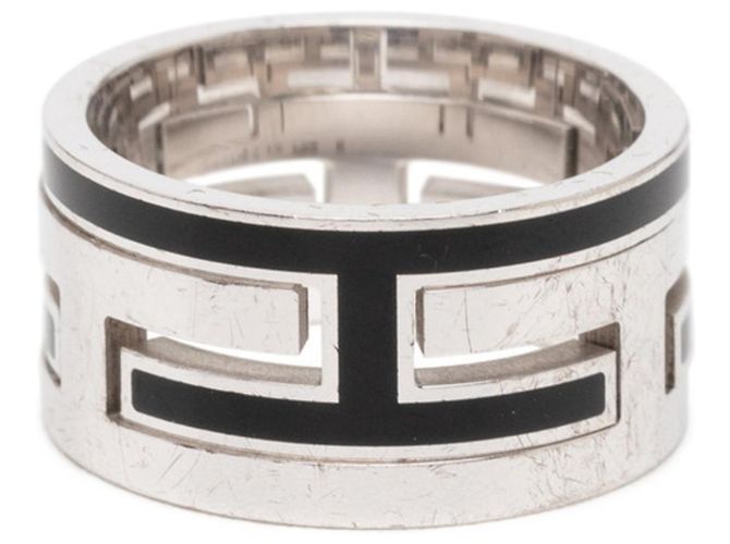 Hermès Move Ash Ring Silver Black Silvery