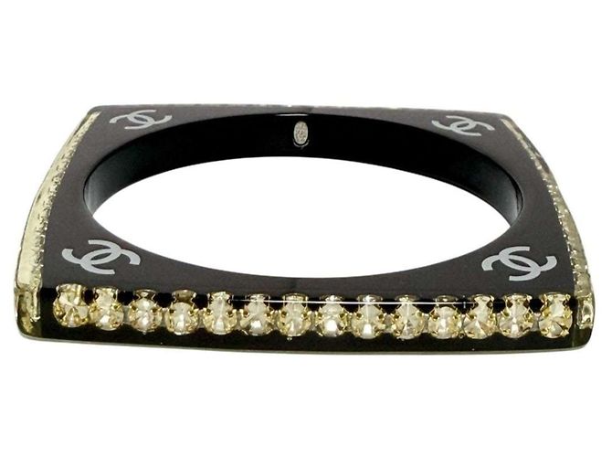 Bracciale in plastica nera e strass per donna Chanel Nero