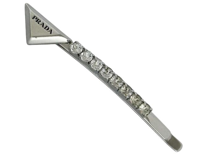 Fermaglio per capelli argento Prada con strass 