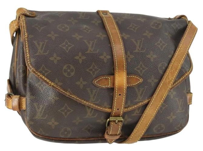 LOUIS VUITTON Bolsa de Ombro Monogram Saumur 30 M42256 LV Auth 154252