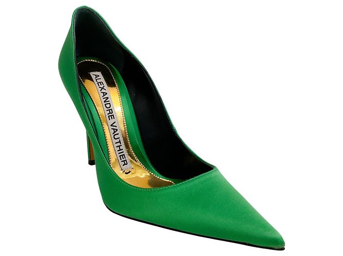 Pompes en satin vert Alexandre Vauthier