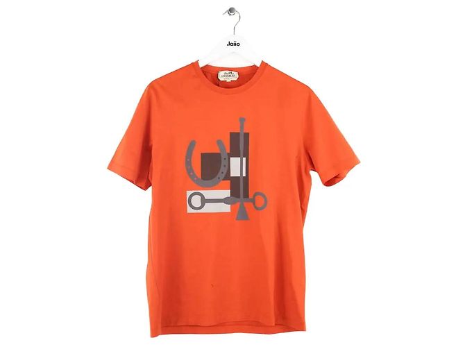 Hermès Camiseta de algodón naranja