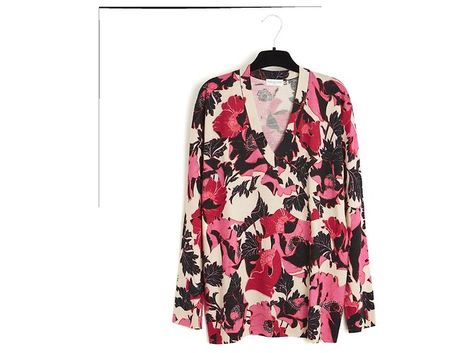 Dries Van Noten Oversized V-Ausschnitt Pullover FR36 Anemone Wolle Strick UK8 US6 Mehrfarben