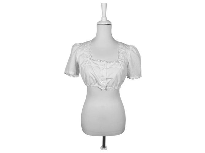 Autre Marque Camicetta corta bianca con scollo quadrato Bianco