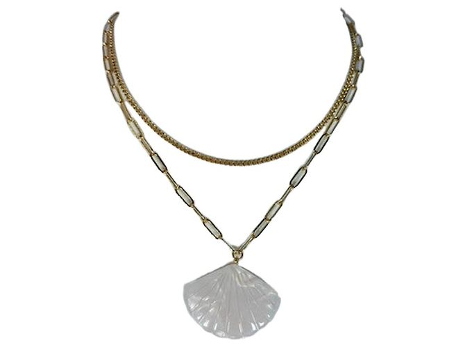 J.Crew Collier pendentif coquillage superposé Blanc Multicolore