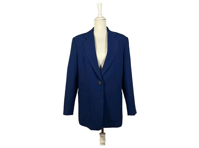 Autre Marque Irena Blazer Jacket with Patch Pockets in Navy Blue
