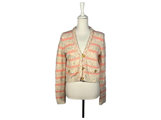 J.Crew Set Cardigan e Mini-shorts a righe rosa tinto nello spazio Bianco