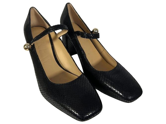 J.Crew Schwarze Pumps mit Reptilien-Effekt
