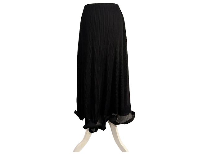 Autre Marque Falda plisada negra de longitud media Negro