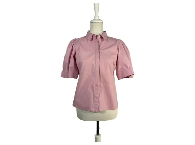 Gestuz Rosa Kurzarmbluse mit Puffärmeln Pink