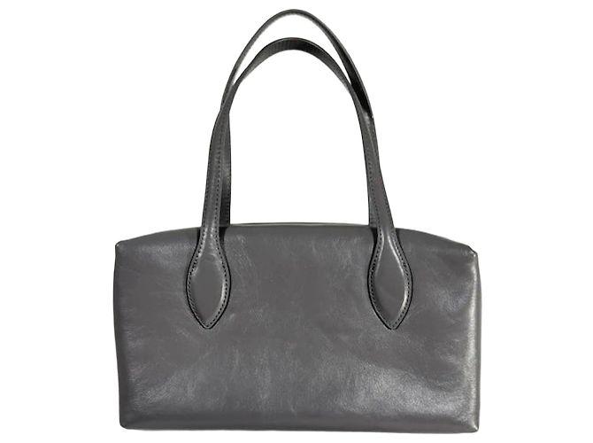 Autre Marque Graue Leder-Schultertasche
