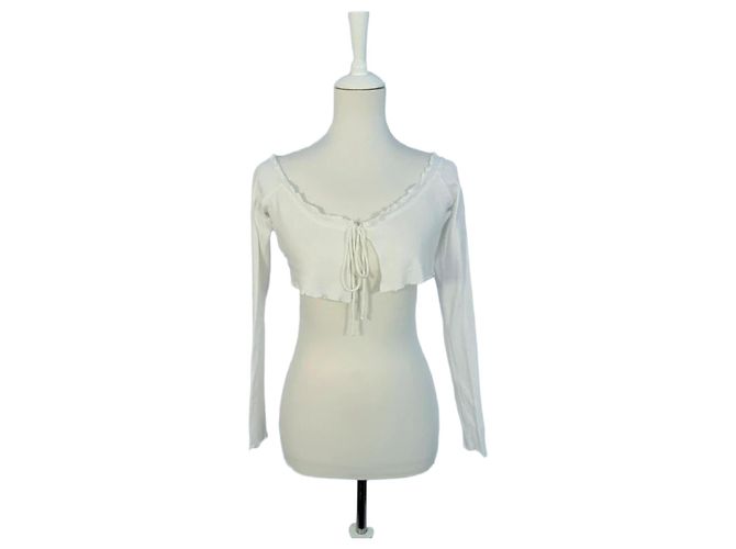 Autre Marque Kurzer weißer Bolero zum Binden