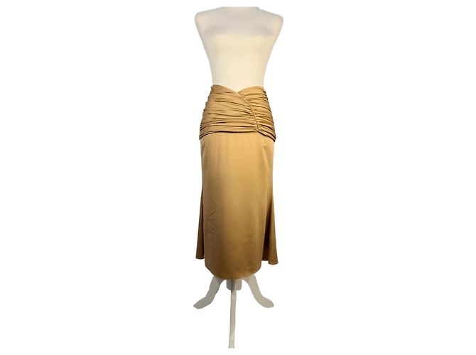 Autre Marque Goldene poly-satin gesteppte Midirock Mehrfarben