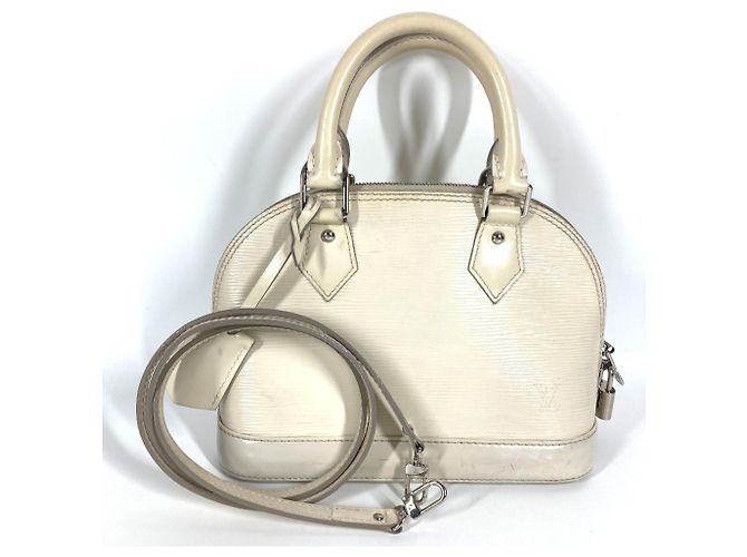Louis Vuitton Epi Alma BB Handtasche Weiß Aus weiß