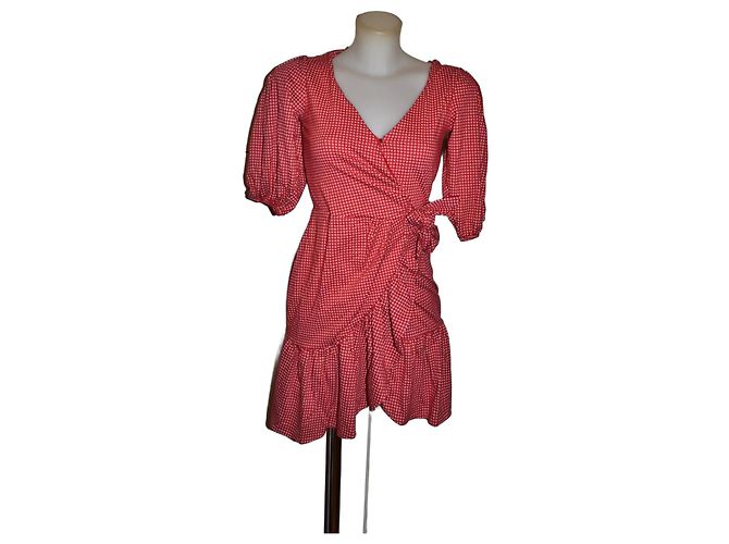 Vestido mini Guess blanco y rojo de algodón Roja