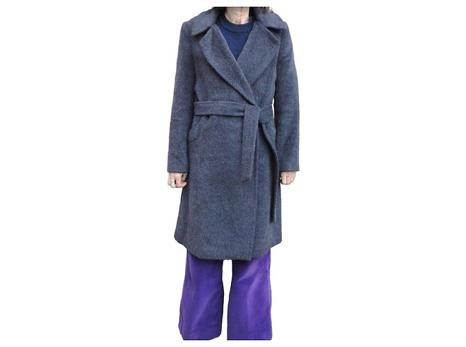CAROLL Grey Wool and Alpaca Coat Size 38