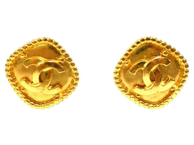 Chanel Coco Mark Metall Gold Clip Ohrringe Golden