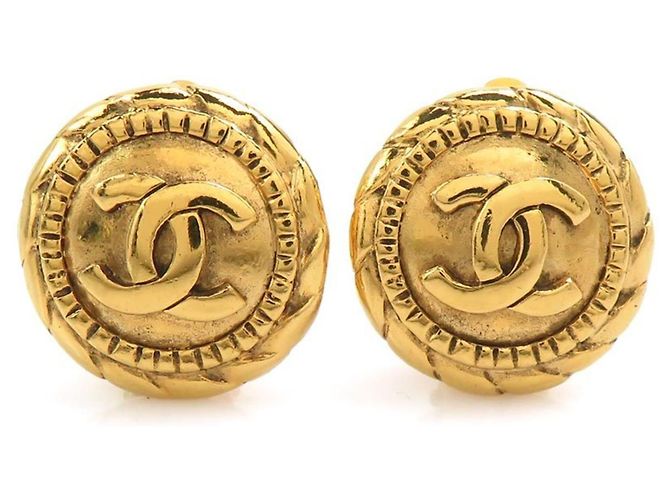 Timeless Chanel Coco Mark Metall Gold Clip Ohrringe Golden