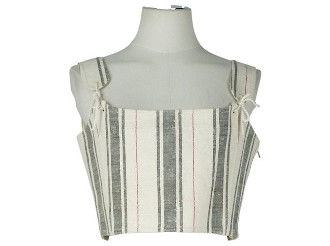 Top bustier in cotone e seta a righe multicolori Christian Dior Bianco