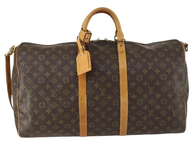 Borsa Keepall Louis Vuitton in tela Monogram 55 Marrone