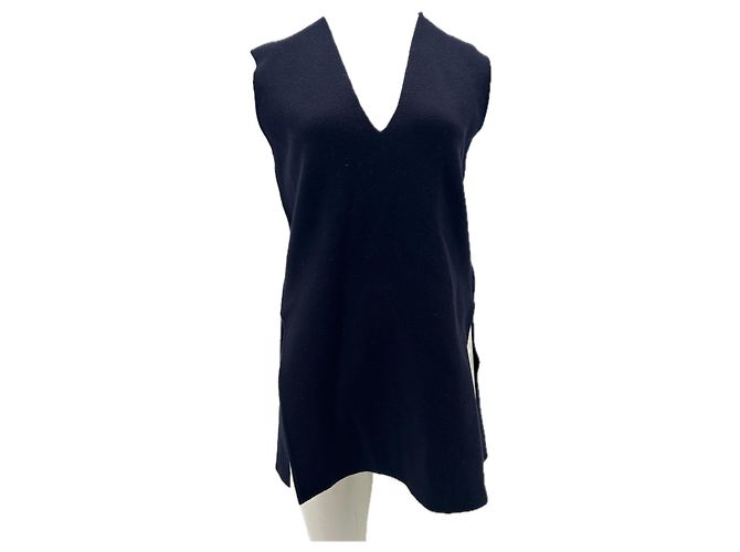 Cos Pull sans manche en laine Bleu Marine