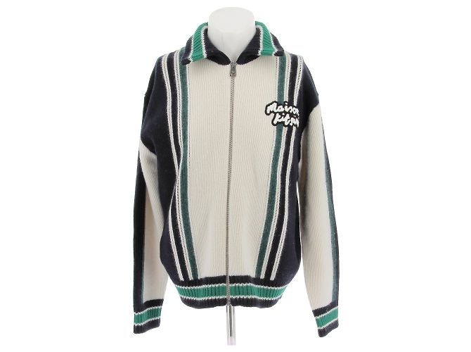 Autre Marque MAISON KITSUNÉ Strickjacke aus Wolle dreifarbig College Stil