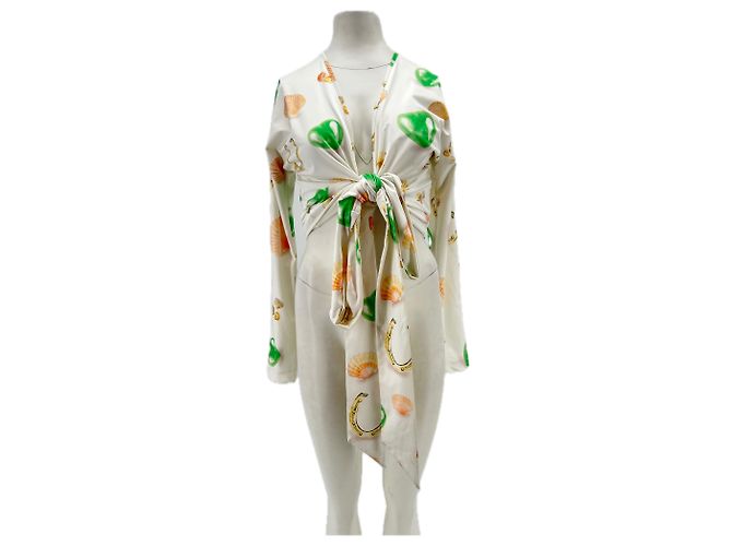 Autre Marque Top de seda blanco con estampados SAKS POTTS