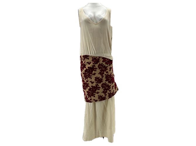 Comme Des Garcons Vestido burdeos y blanco Beige