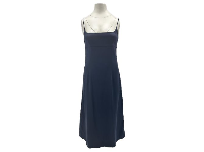 Cédric Charlier Satin Kleid Marineblau