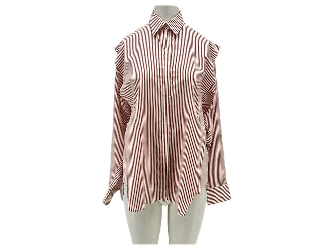 Isabel Marant Camicia di seta a righe rosse e bianche Rosso
