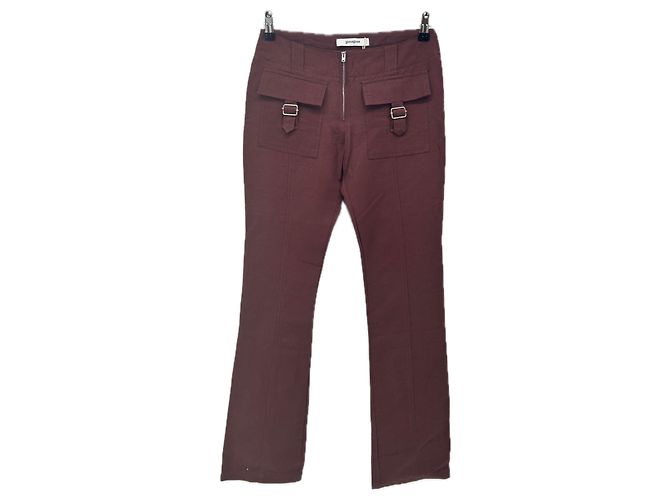Autre Marque Pantalón "Okala" marrón de lino Castaño