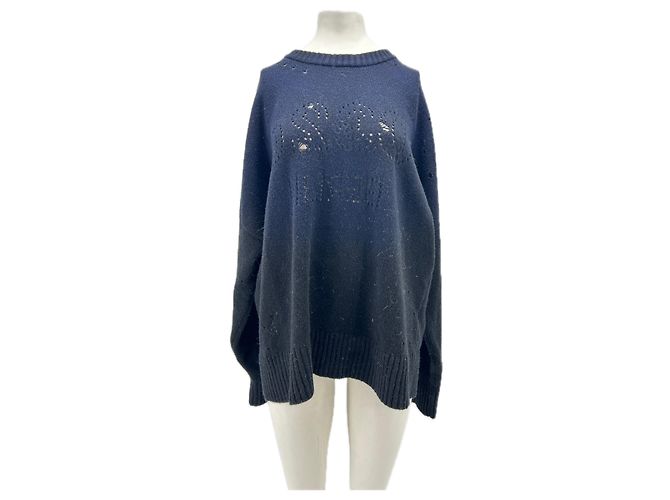 Autre Marque Marineblauer und schwarzer Pullover aus Mohair