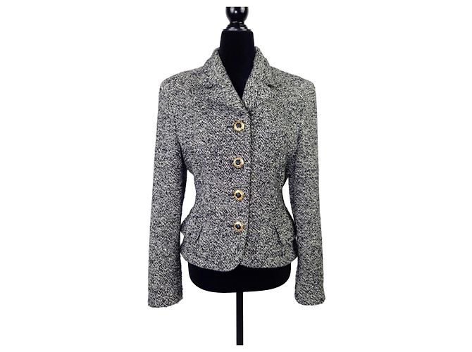 Versace Jeans Couture giacca corta nero e bianco melange