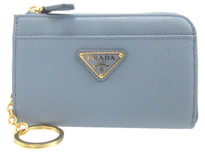 Tarjetero Triangular Saffiano Azul Prada