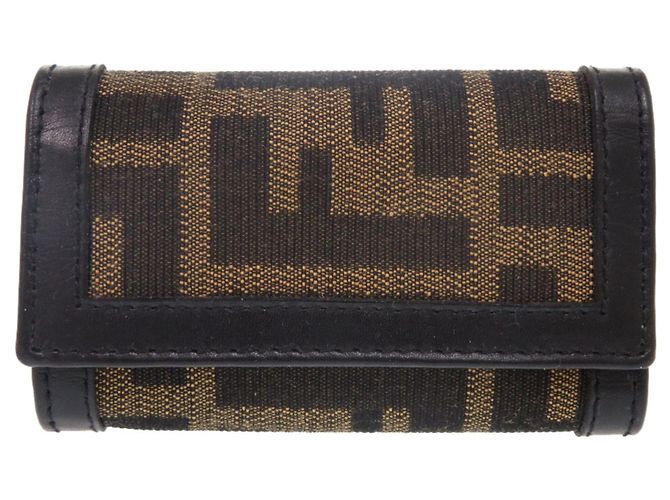 Fendi Brown Canvas and Leather Keycase