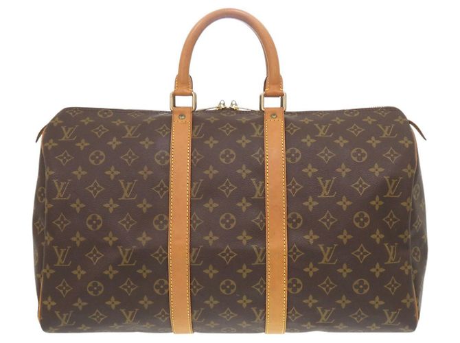 Louis Vuitton Keepall 45 Monogram Boston Bag Brown