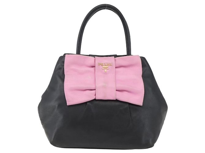 Sac Bow en cuir Prada Noir