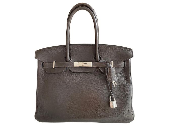 Bolsa Hermès Birkin 35 em couro granulado marrom