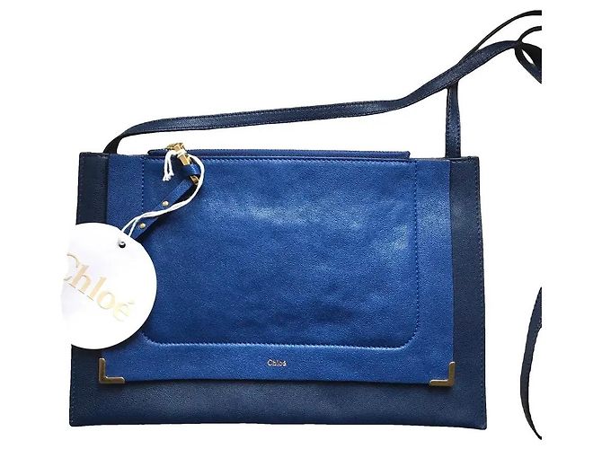 Clutch Chloé in pelle blu navy