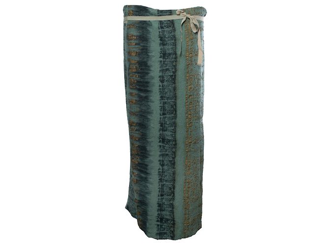 Saia maxi impressa verde e dourada Etro Dourado