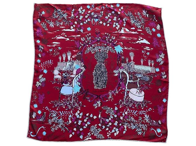 Bufanda de seda Christian Dior Castaño Rosa Blanco Roja Azul
