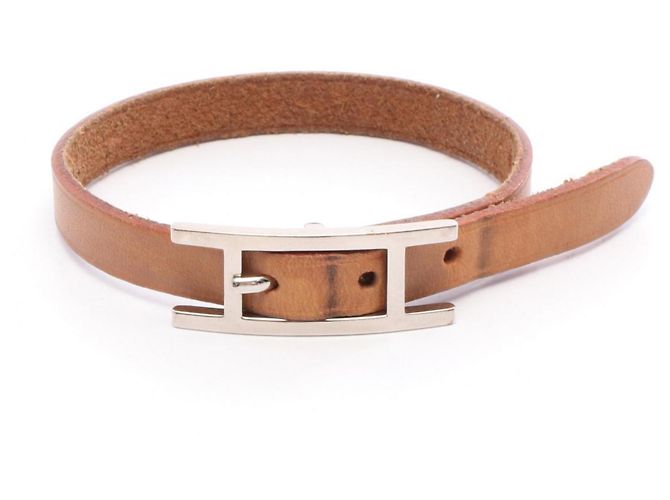 Pulseira Charm Hermès em Marrom e Prata 