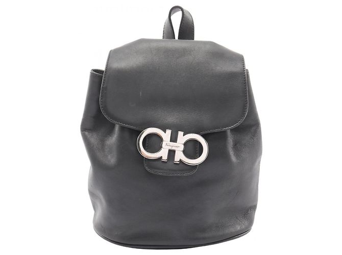 Salvatore Ferragamo Double Gancini Backpack Brown
