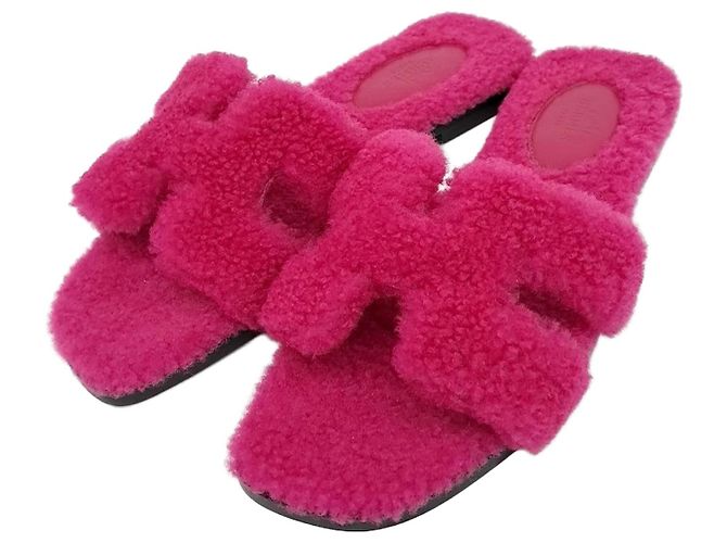 Pantofole Oran in shearling Hermès Rosa