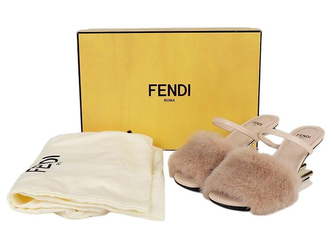 Fendi First Mink High Heel Sandals Size Pink