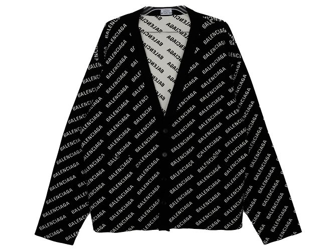 Balenciaga Multi Logo All Over Cardigan Size Black