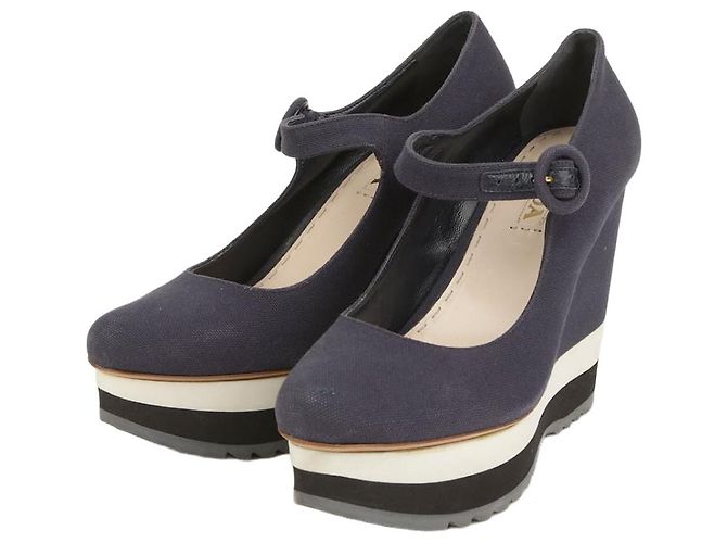 Prada Strap Platform Pumps Blue