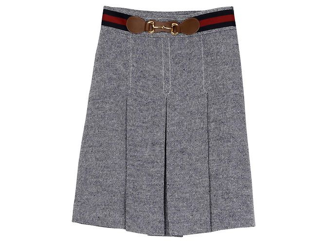 Gucci Saia plissada com fivela Horsbit Azul