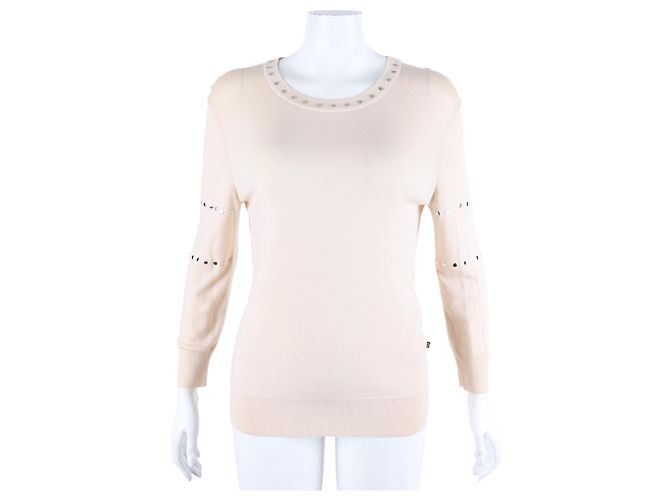 Pull en maille à manches longues Louis Vuitton Blanc